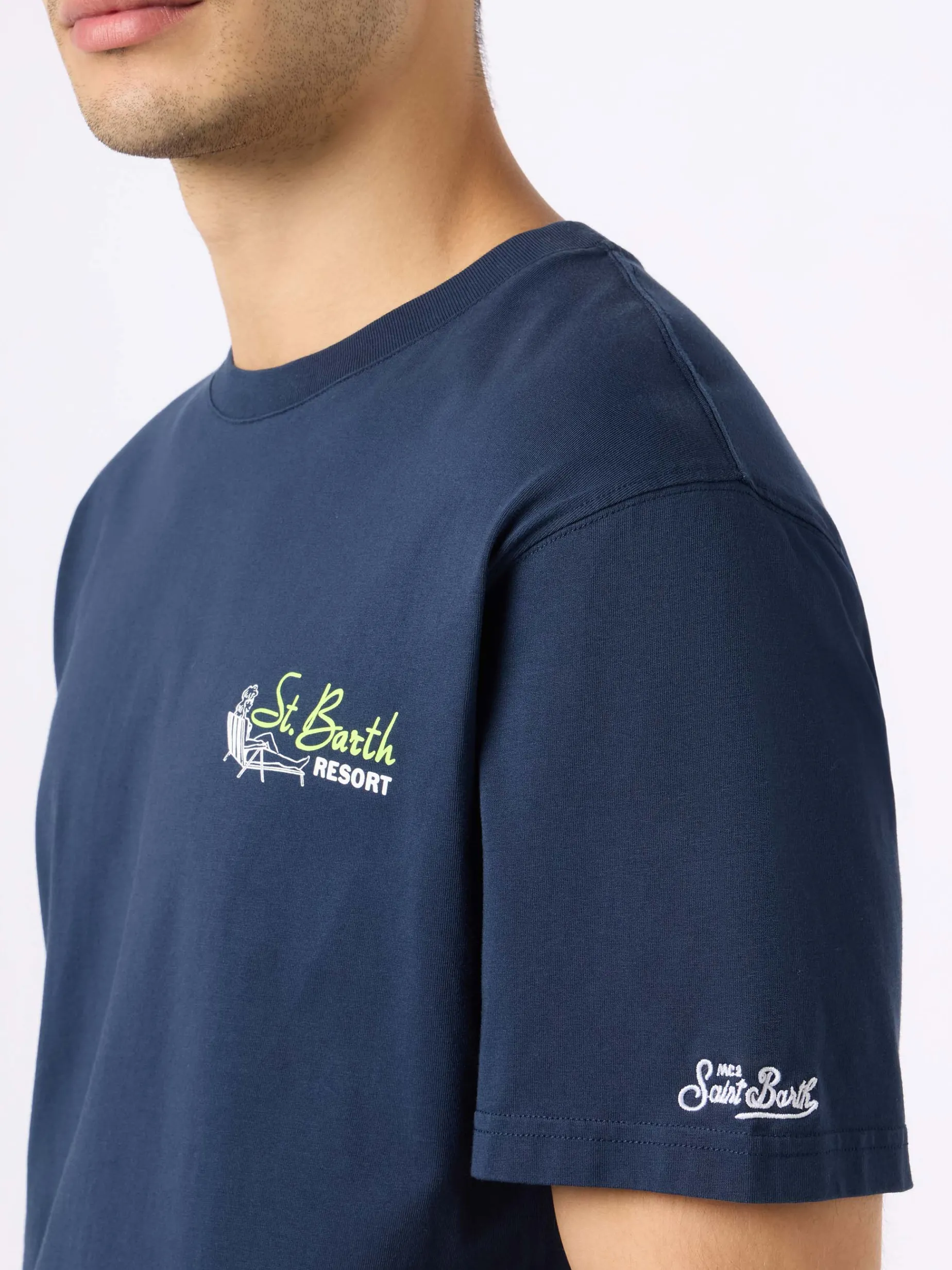 Baumwoll-T-Shirt für Herren mit platziertem St. Barth Resort-Aufdruck