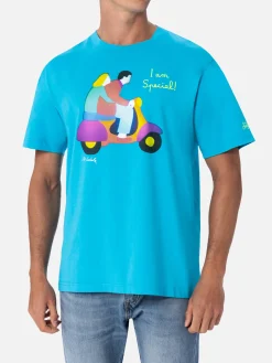 Baumwoll-T-Shirt für Herren mit platziertem Lodola-Aufdruck und Stickerei | MARCO LODOLA SPECIAL EDITION