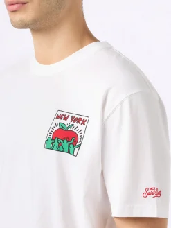 Baumwoll-T-Shirt für Herren mit Aufdruck im Keith-Haring-Design auf der Vorder- und Rückseite | KEITH HARING SONDERAUSGABE