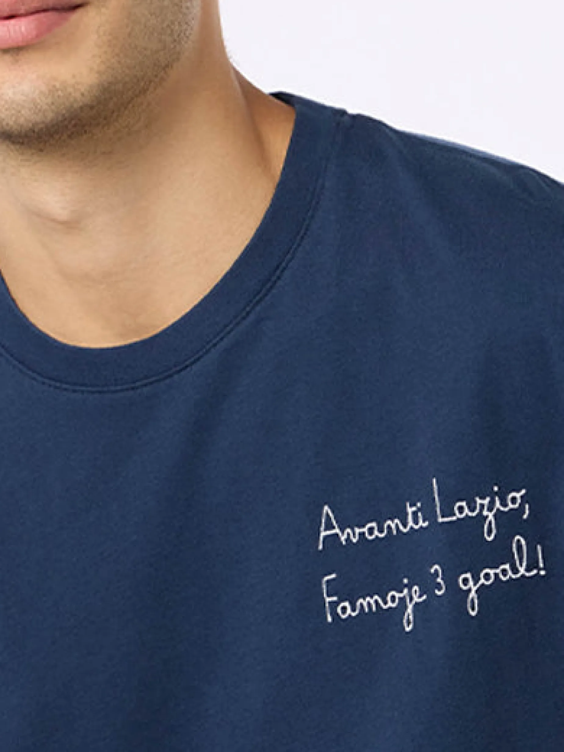 Baumwoll-T-Shirt für Herren mit Stickerei „Avanti Lazio, Famoje 3 Goal!“ | SS LAZIO SPECIAL EDITION