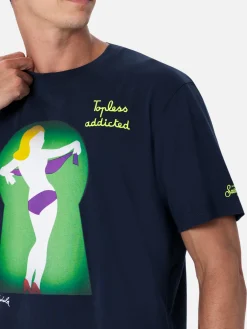 Baumwoll-T-Shirt für Herren mit platziertem Lodola-Aufdruck und Stickerei | MARCO LODOLA SPECIAL EDITION