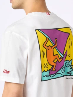 Baumwoll-T-Shirt für Herren mit Aufdruck im Keith-Haring-Design auf der Vorder- und Rückseite | KEITH HARING SONDERAUSGABE