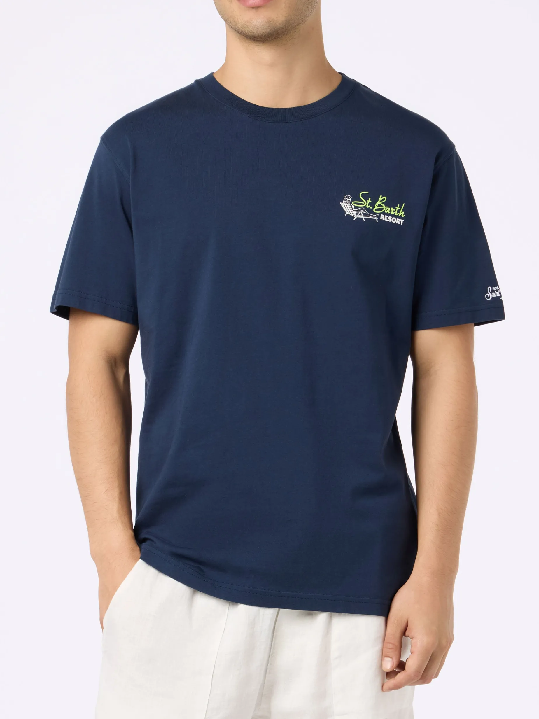 Baumwoll-T-Shirt für Herren mit platziertem St. Barth Resort-Aufdruck