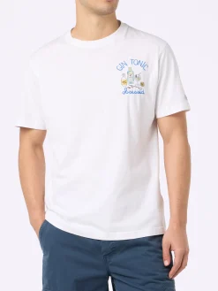 Baumwoll-T-Shirt für Herren mit Gin Tonic-Stickerei
