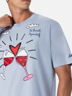 Baumwoll-T-Shirt für Herren mit Britto-Brillen-Aufdruck und Stickerei | ©BRITTO SPECIAL EDITION