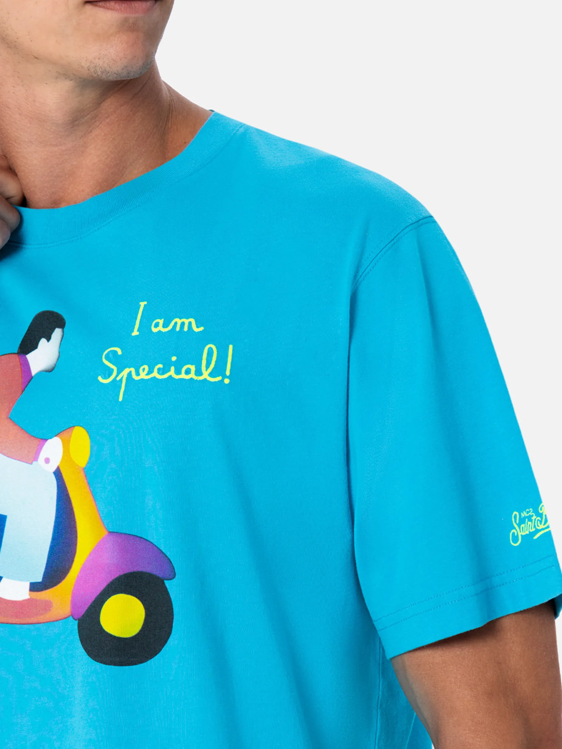 Baumwoll-T-Shirt für Herren mit platziertem Lodola-Aufdruck und Stickerei | MARCO LODOLA SPECIAL EDITION