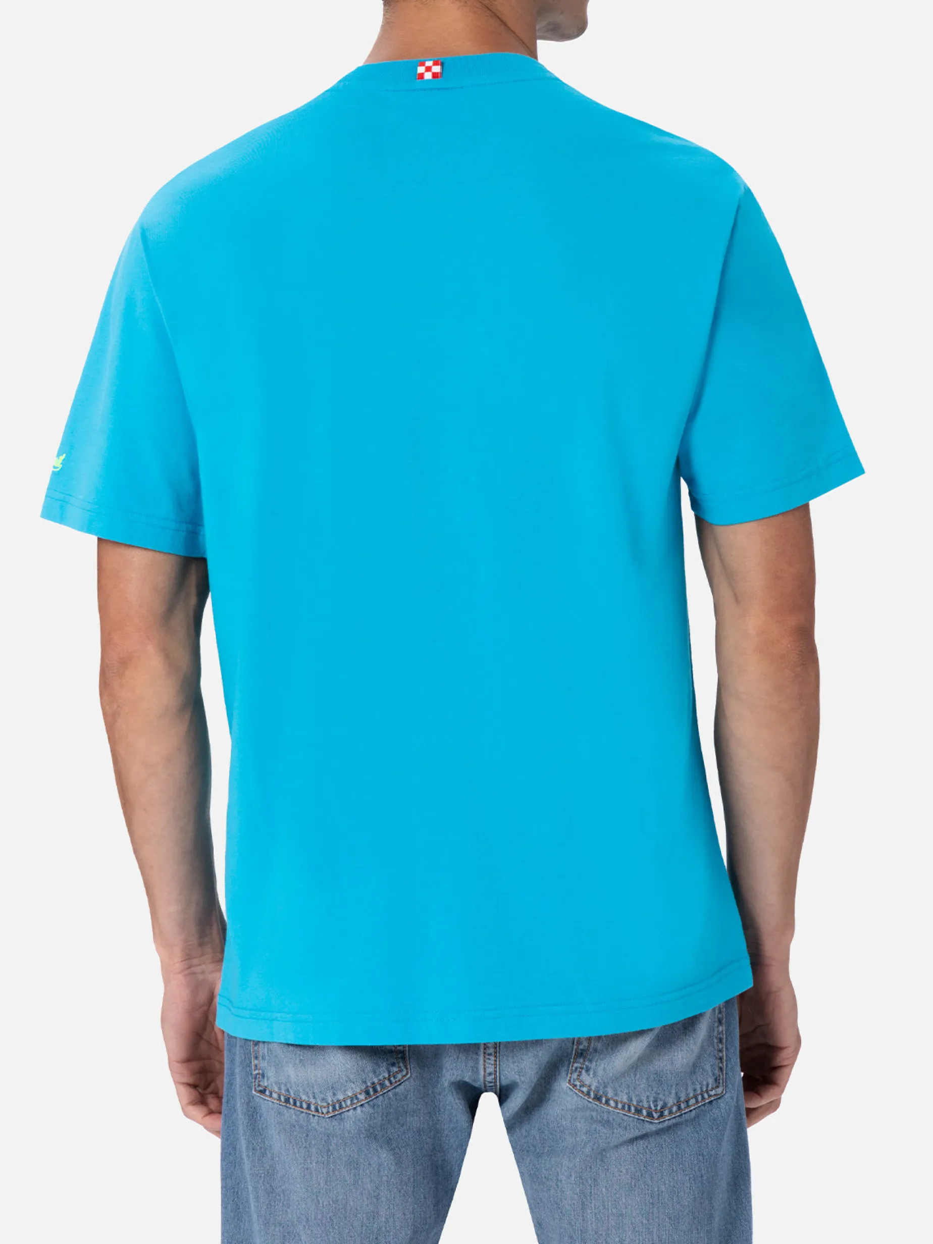 Baumwoll-T-Shirt für Herren mit platziertem Lodola-Aufdruck und Stickerei | MARCO LODOLA SPECIAL EDITION