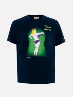 Baumwoll-T-Shirt für Herren mit platziertem Lodola-Aufdruck und Stickerei | MARCO LODOLA SPECIAL EDITION