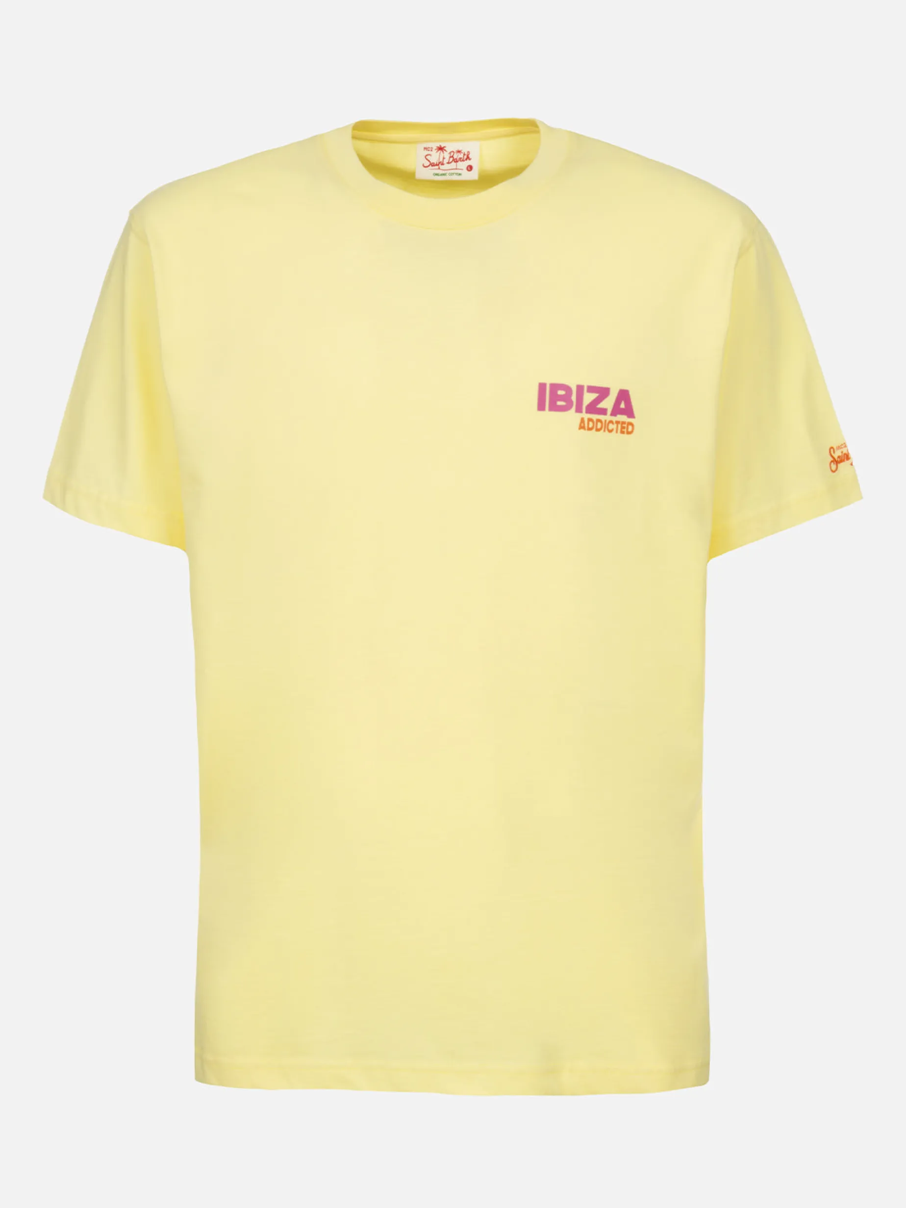 Baumwoll-T-Shirt für Herren mit platziertem „Ibiza Addicted“-Postkartendruck