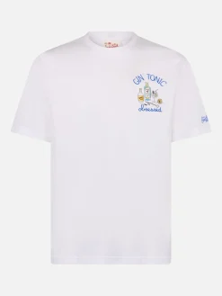 Baumwoll-T-Shirt für Herren mit Gin Tonic-Stickerei