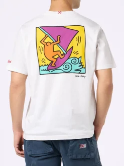 Baumwoll-T-Shirt für Herren mit Aufdruck im Keith-Haring-Design auf der Vorder- und Rückseite | KEITH HARING SONDERAUSGABE