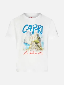 Baumwoll-T-Shirt für Jungen mit „Capri La dolce Vita“-Aufdruck auf der Vorderseite