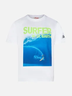 Baumwoll-T-Shirt für Jungen mit „Surfer in St. Barth“-Aufdruck