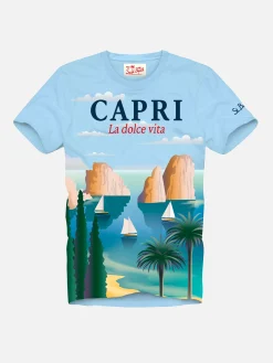 Baumwoll-T-Shirt für Jungen mit Capri-Postkartendruck
