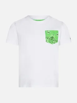 Baumwoll-T-Shirt für Jungen mit grüner Bandana-Tasche