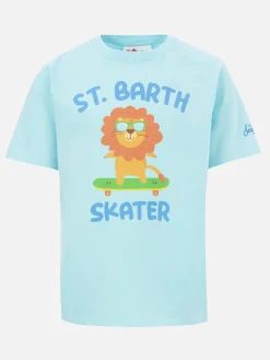 Baumwoll-T-Shirt für Jungen mit „St. Barth Best Skater Lion“-Aufdruck
