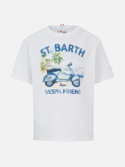 Baumwoll-T-Shirt für Jungen mit St. Barth Vespa Friends-Aufdruck | VESPA SPECIAL EDITION
