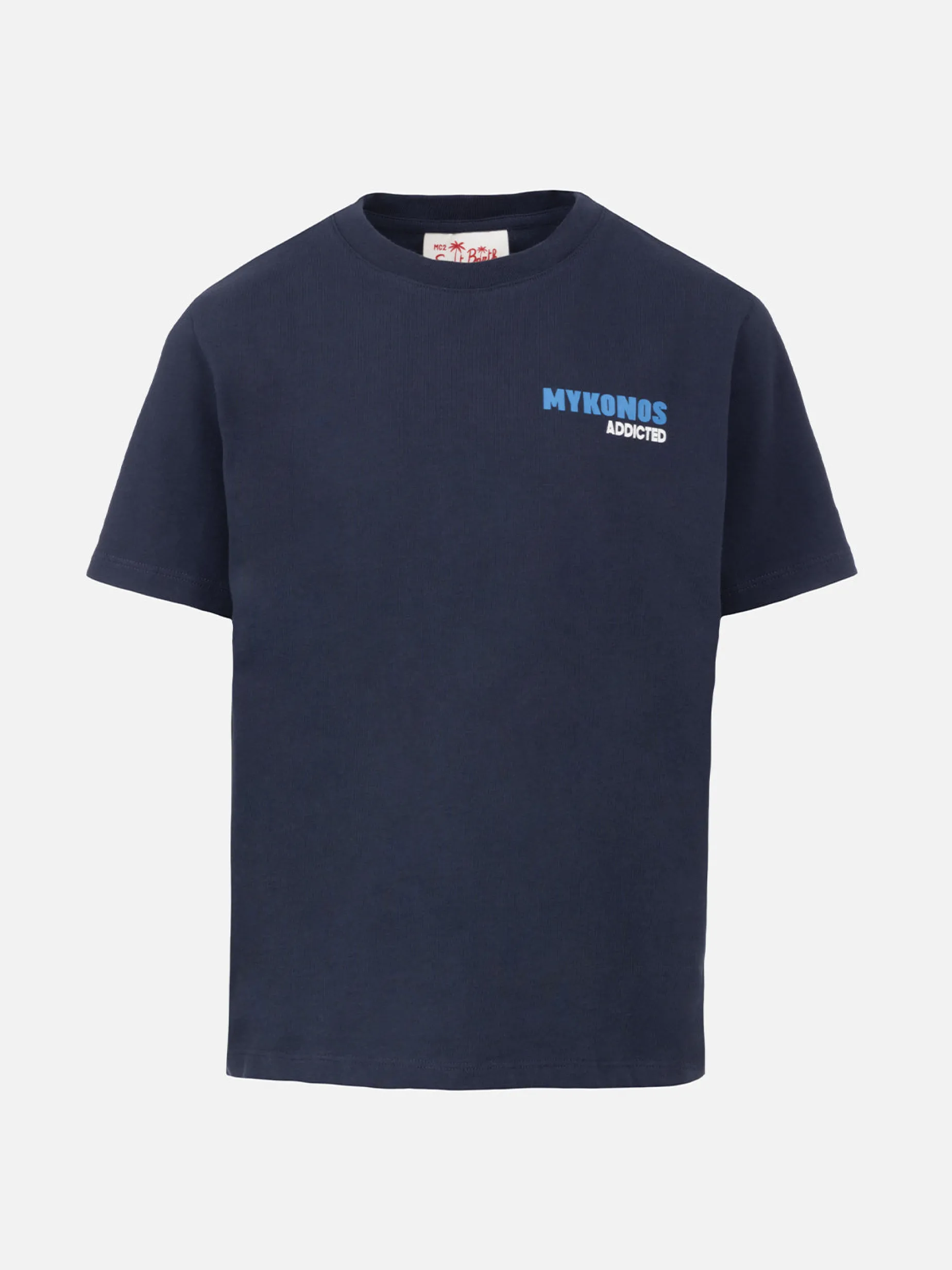 Baumwoll-T-Shirt für Jungen mit „Mykonos Addicted Postcard“-Aufdruck