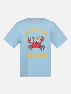 Baumwoll-T-Shirt für Jungen mit King of the Beach-Krabbenaufdruck