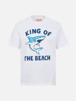 Baumwoll-T-Shirt für Jungen mit „King of the Beach“-Haifisch-Aufdruck