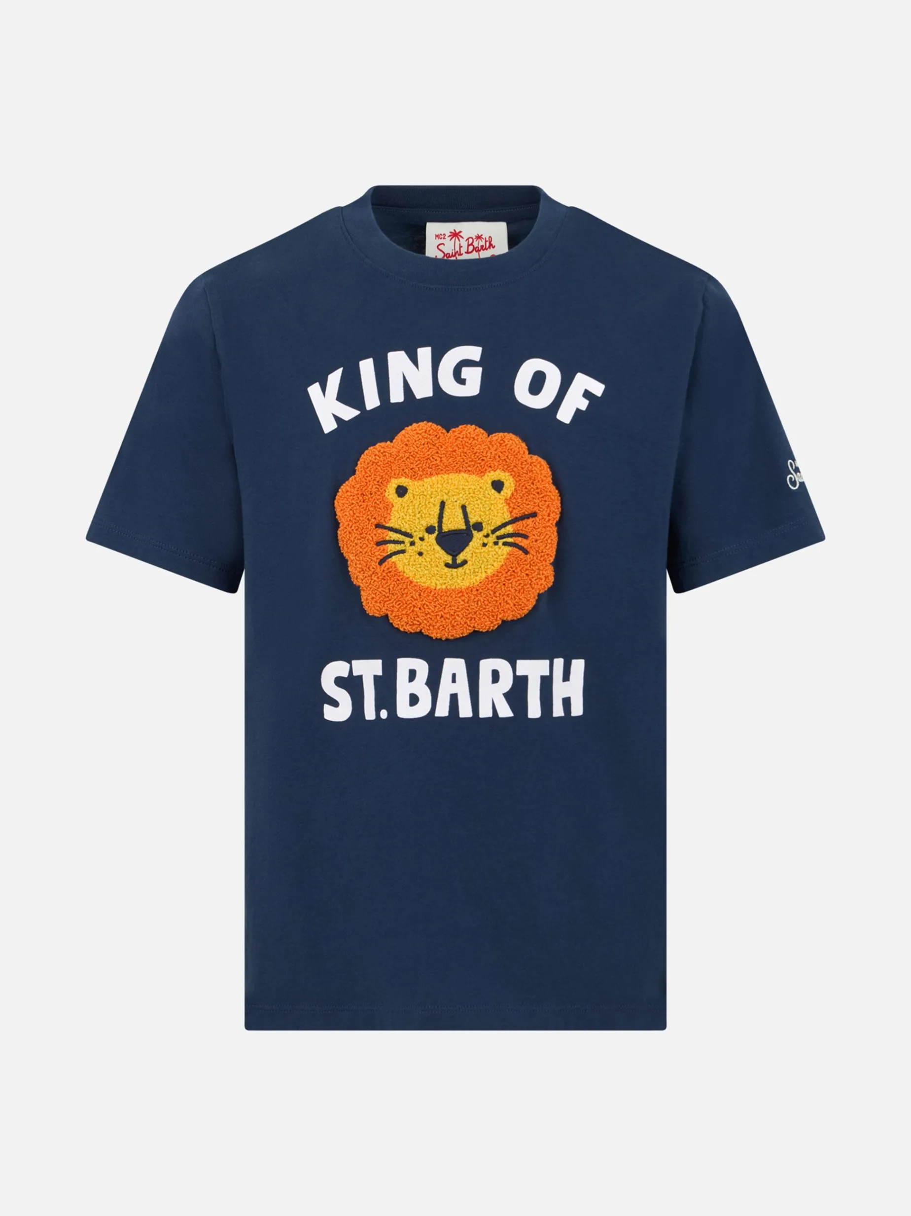 Baumwoll-T-Shirt für Jungen mit Frottee-Aufnäher „King of St. Barth“.