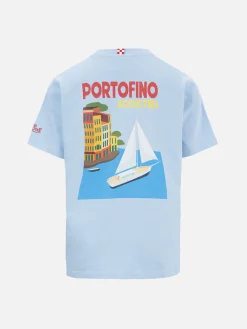 Baumwoll-T-Shirt für Jungen mit Postkarten-Print „Portofino Addict“.