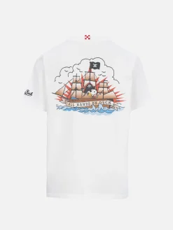 Baumwoll-T-Shirt für Jungen mit Snoopy-Aufdruck und St.-Barth-Piraten-Stickerei | SNOOPY PEANUTS SONDEREDITION