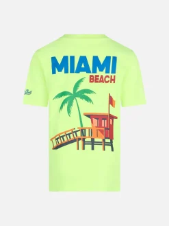 Baumwoll-T-Shirt für Jungen mit Miami Beach-Postkartendruck