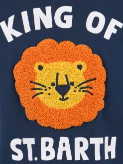 Baumwoll-T-Shirt für Jungen mit Frottee-Aufnäher „King of St. Barth“.