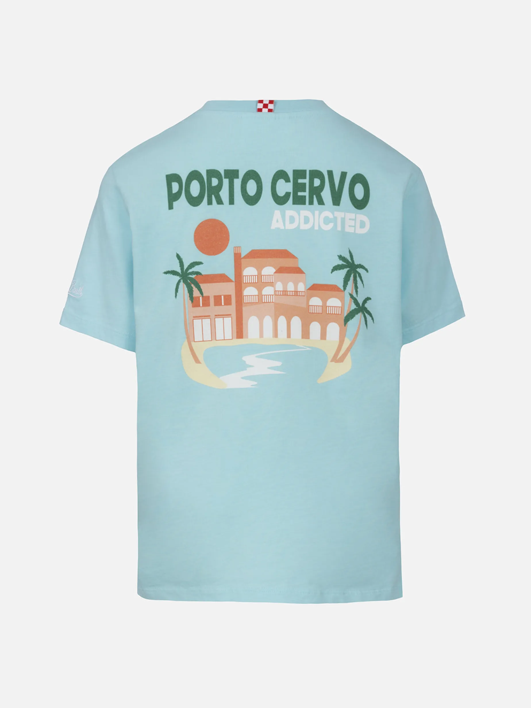 Baumwoll-T-Shirt für Jungen mit süchtig machendem Porto Cervo-Postkartendruck