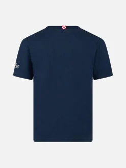 Baumwoll-T-Shirt für Jungen mit Schlumpf-Aufdruck und St. Barth Surfer-Stickerei | DIE SCHMURF-SONDEREDITION