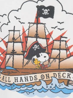 Baumwoll-T-Shirt für Jungen mit Snoopy-Aufdruck und St.-Barth-Piraten-Stickerei | SNOOPY PEANUTS SONDEREDITION