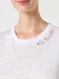 Baumwoll-T-Shirt mit Love St. Barth-Stickerei