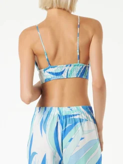 Bedrucktes Bralette-Oberteil aus Leinen