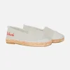 Beige Canvas-Espadrillas mit Stickerei