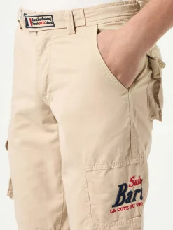 Beige Cargo-Bermuda mit Taschen
