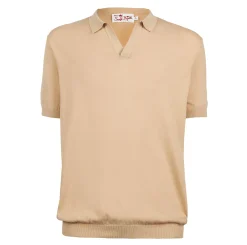 Beige gestricktes Polo-T-Shirt für Herren