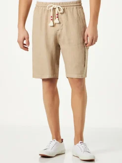 Beige Leinen-Bermudashorts für Herren