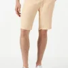 Beige Leinen-Bermudashorts