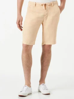 Beige Leinen-Bermudashorts