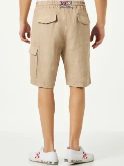 Beige Leinen-Bermudashorts für Herren