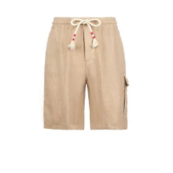 Beige Leinen-Bermudashorts für Herren