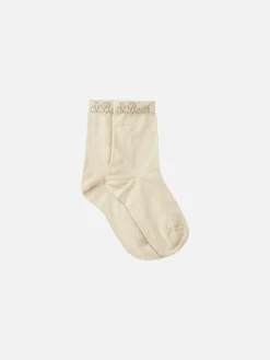 Beige Lurexsocken für Damen