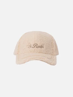 Beige Teddy-Baseballkappe mit gesticktem Logo