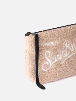 Beige Teddy-Pochette Aline mit Logo-Stickerei