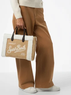 Beige Vivian Handtasche mit Sherpa-Details