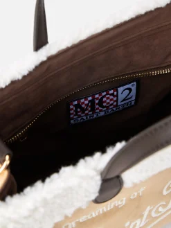 Beige Vivian Handtasche mit Sherpa-Details