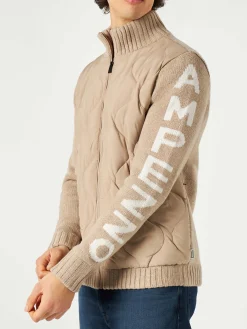 Beige wattierte Herrenjacke