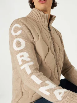 Beige wattierte Herrenjacke