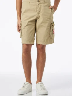 Beigefarbene Cargo-Shorts für Herren aus Baumwolle